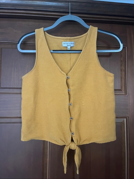 Madewell Tops - Madewell Mustard Button-Front Tie Tank